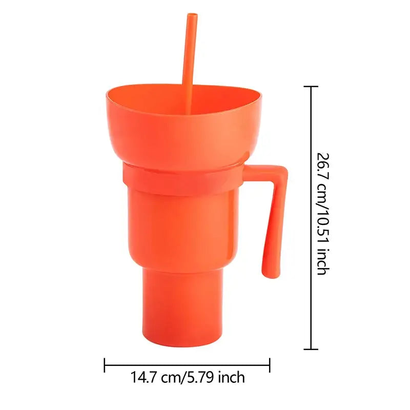 2In1 Snack Bowl Drink Cup with Straw