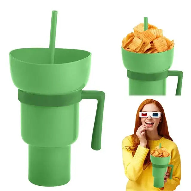 2In1 Snack Bowl Drink Cup with Straw