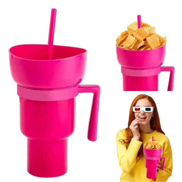 2In1 Snack Bowl Drink Cup with Straw